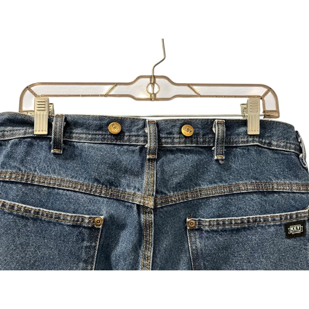 VTG 90's Key Western Double Knee Carpenter Cargo Jeans Size 36x30 Denim Blue